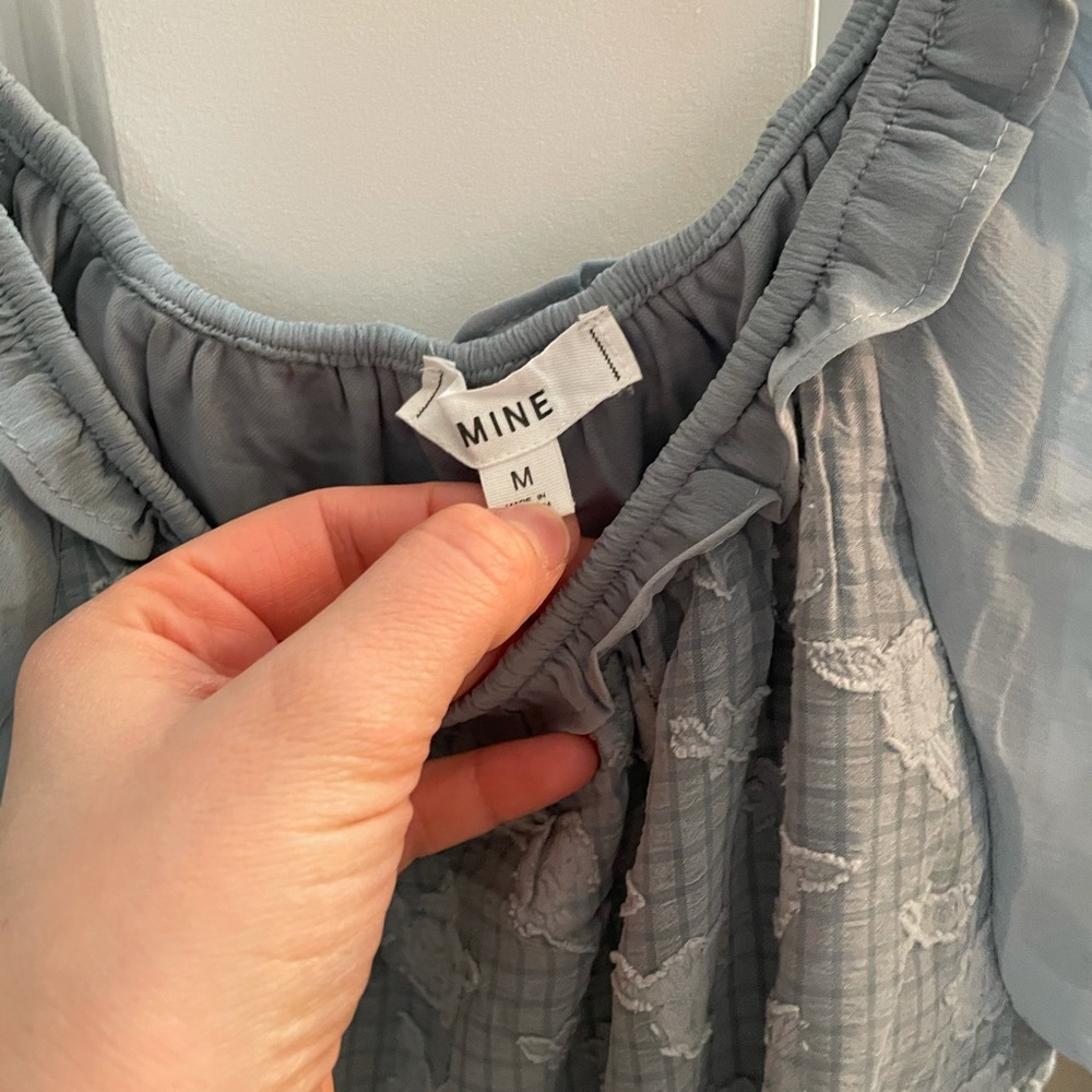 Light blue blouse, flutter sleeve